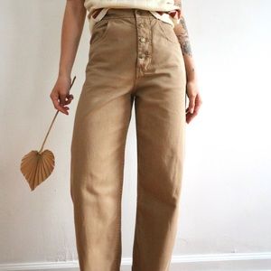 Camel high-waisted wide leg cropped pants